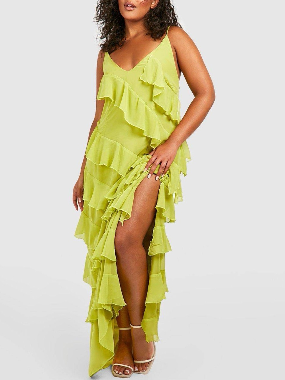 Plus Size Boohoo Ruffle Strappy Maxi Dress